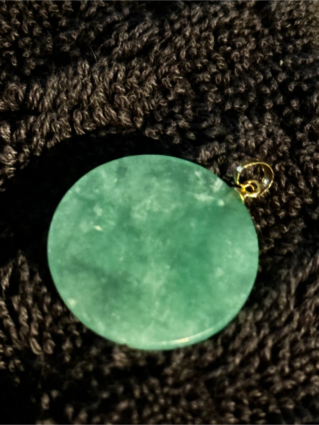 Vintage 14k Gold & Natural Jade Bi Disc Pendant