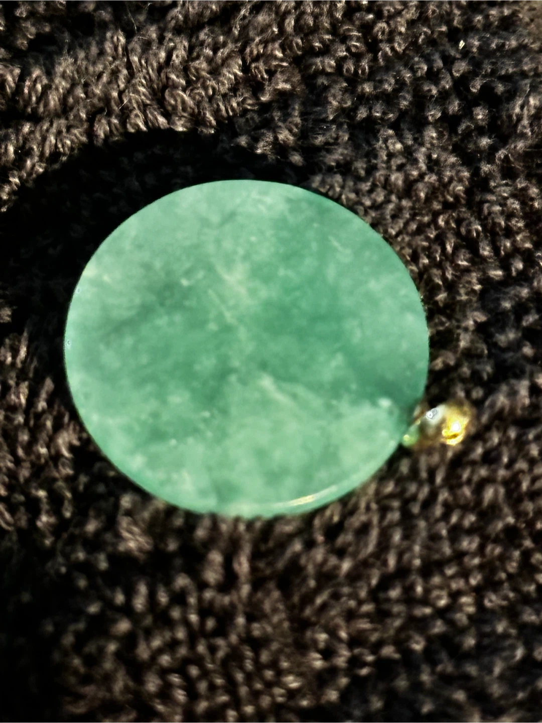 Vintage 14k Gold & Natural Jade Bi Disc Pendant - photo 2