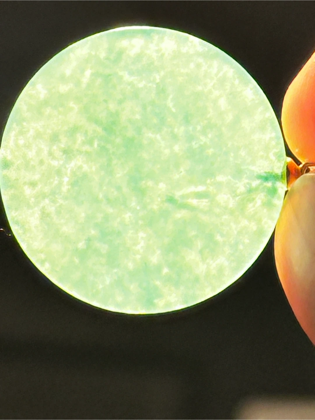 Vintage 14k Gold & Natural Jade Bi Disc Pendant - photo 5
