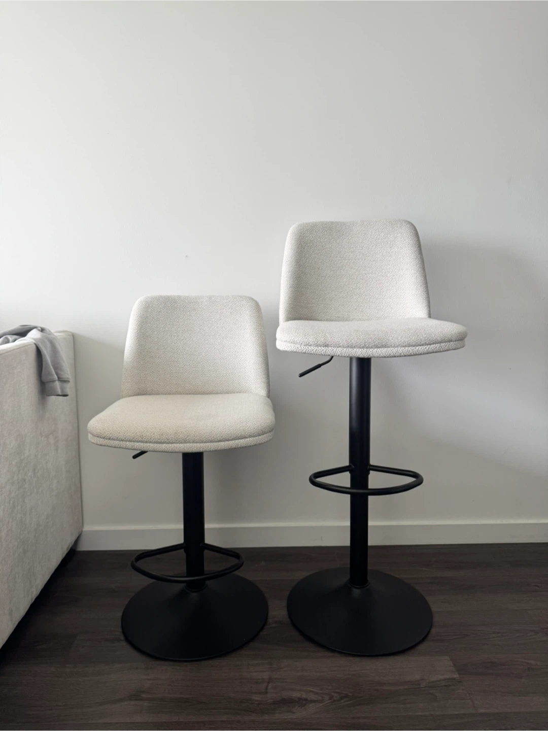 Bouclair Oatmeal Fabric Adjustable Bar Stools