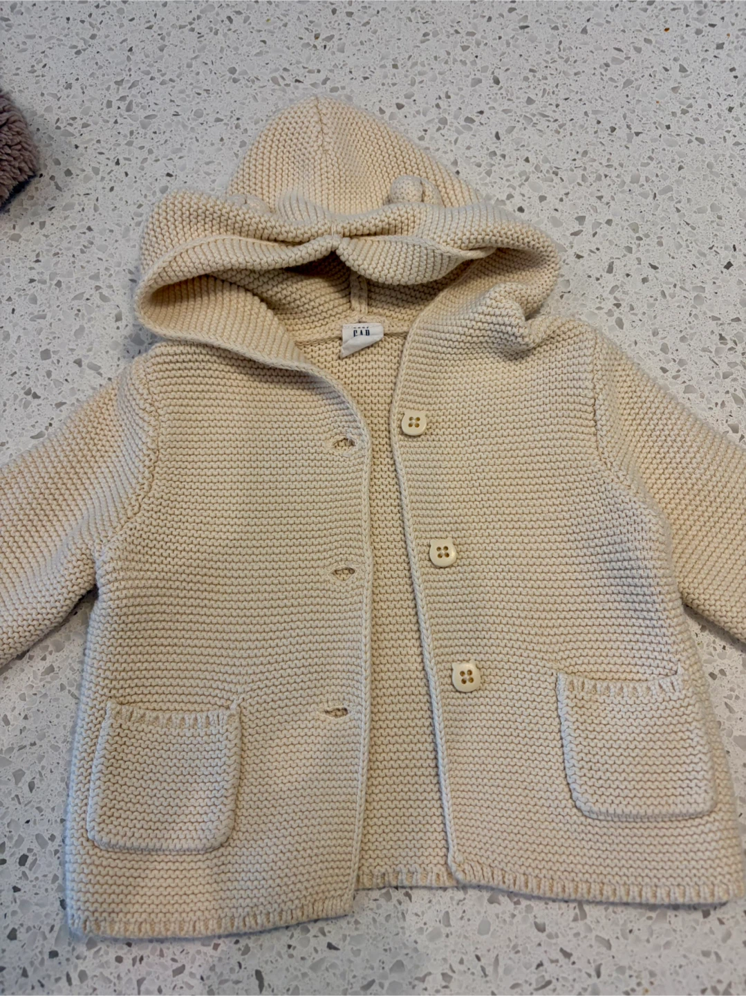 Baby Gap Cream Knit Hooded Cardigan