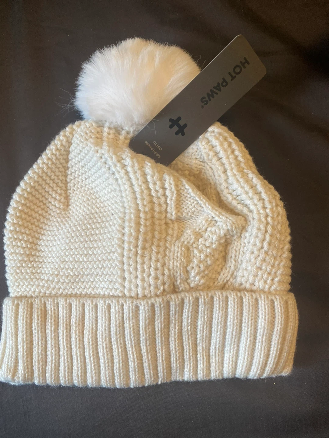 Hot Paws Cream Pom Pom Toque