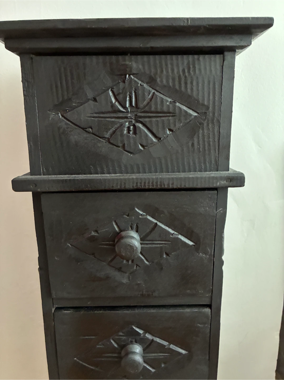 Black wooden storage chest with drawers - photo 2