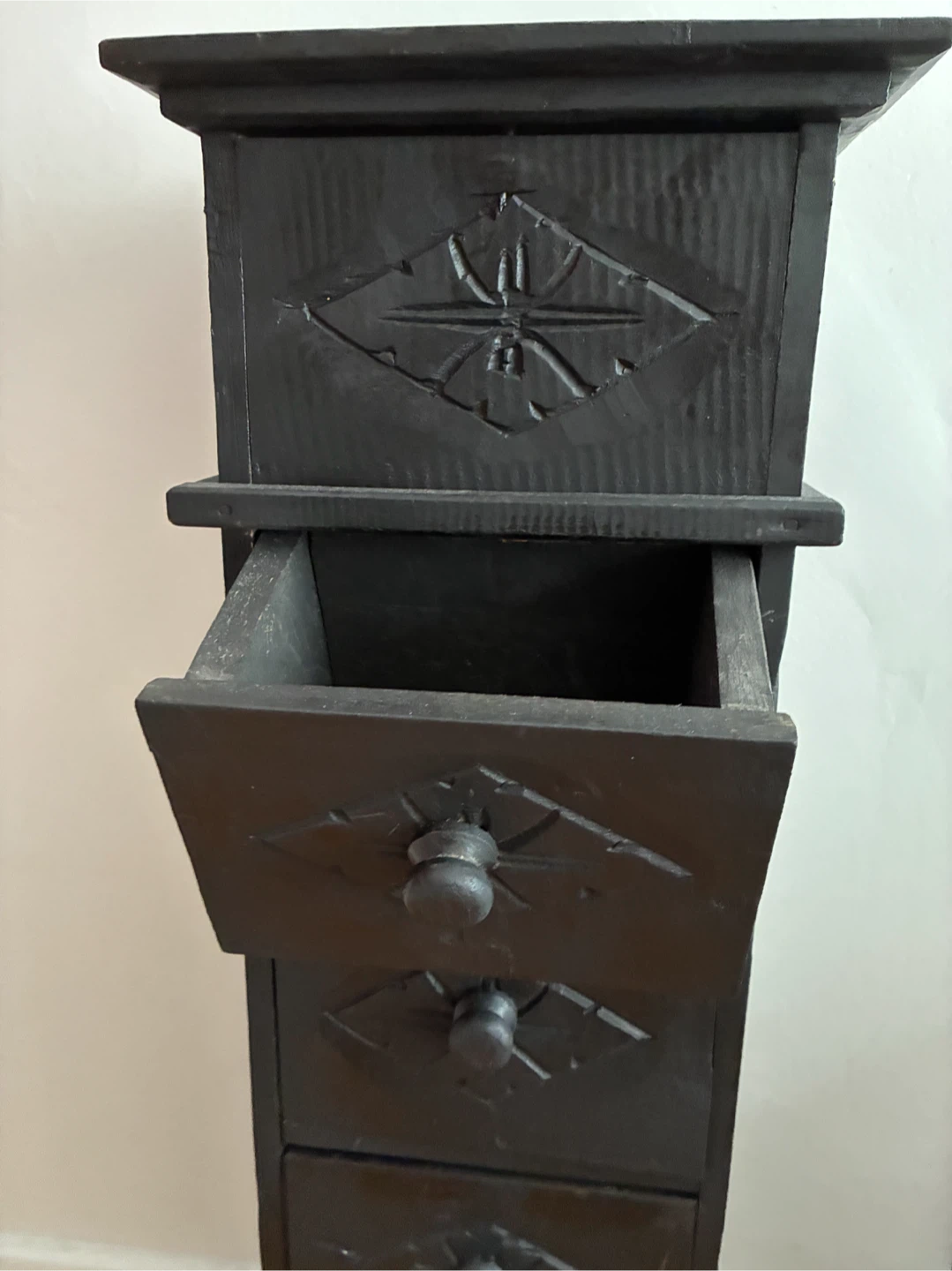 Black wooden storage chest with drawers - photo 3
