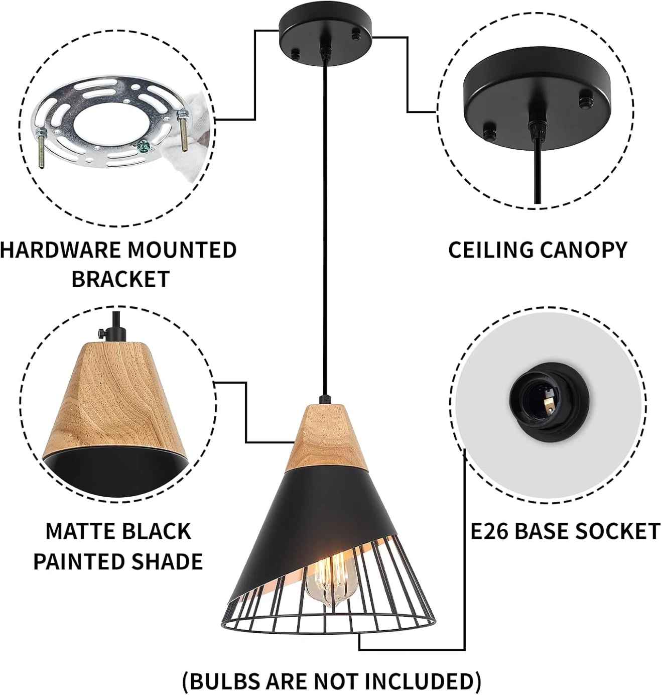 3-Pack Black Pendant Light, Modern Island Pendant Lights - photo 3