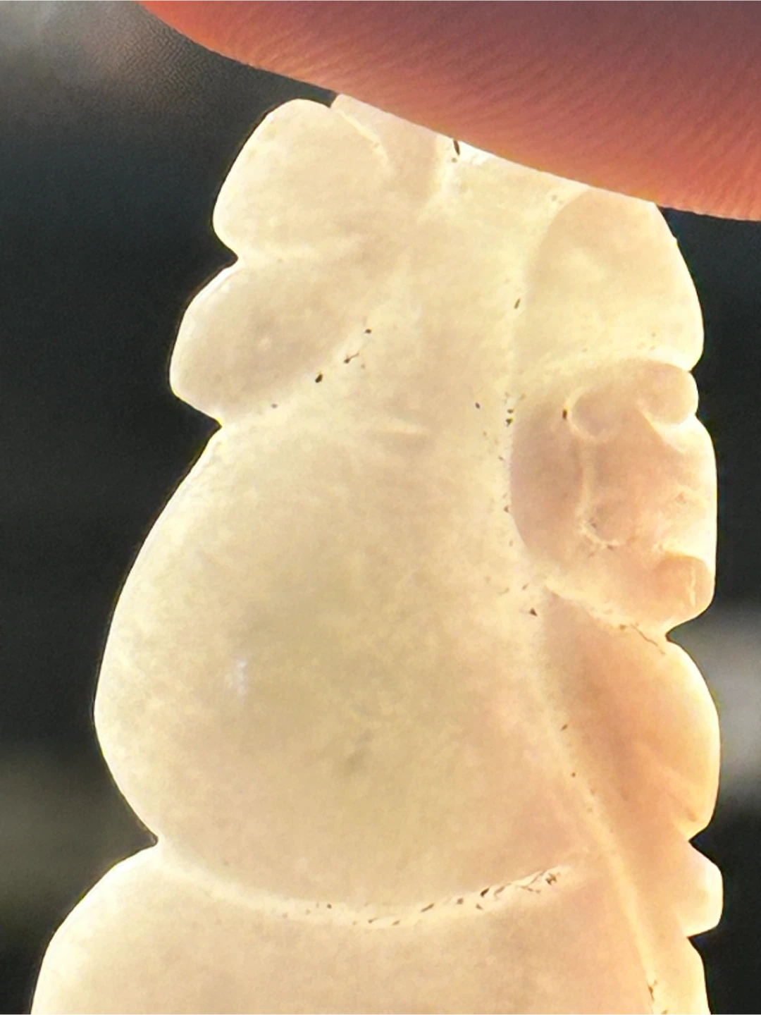 1.75" Natural Type A Icy White Jadeite Gourd Hulu Pendant - photo 3