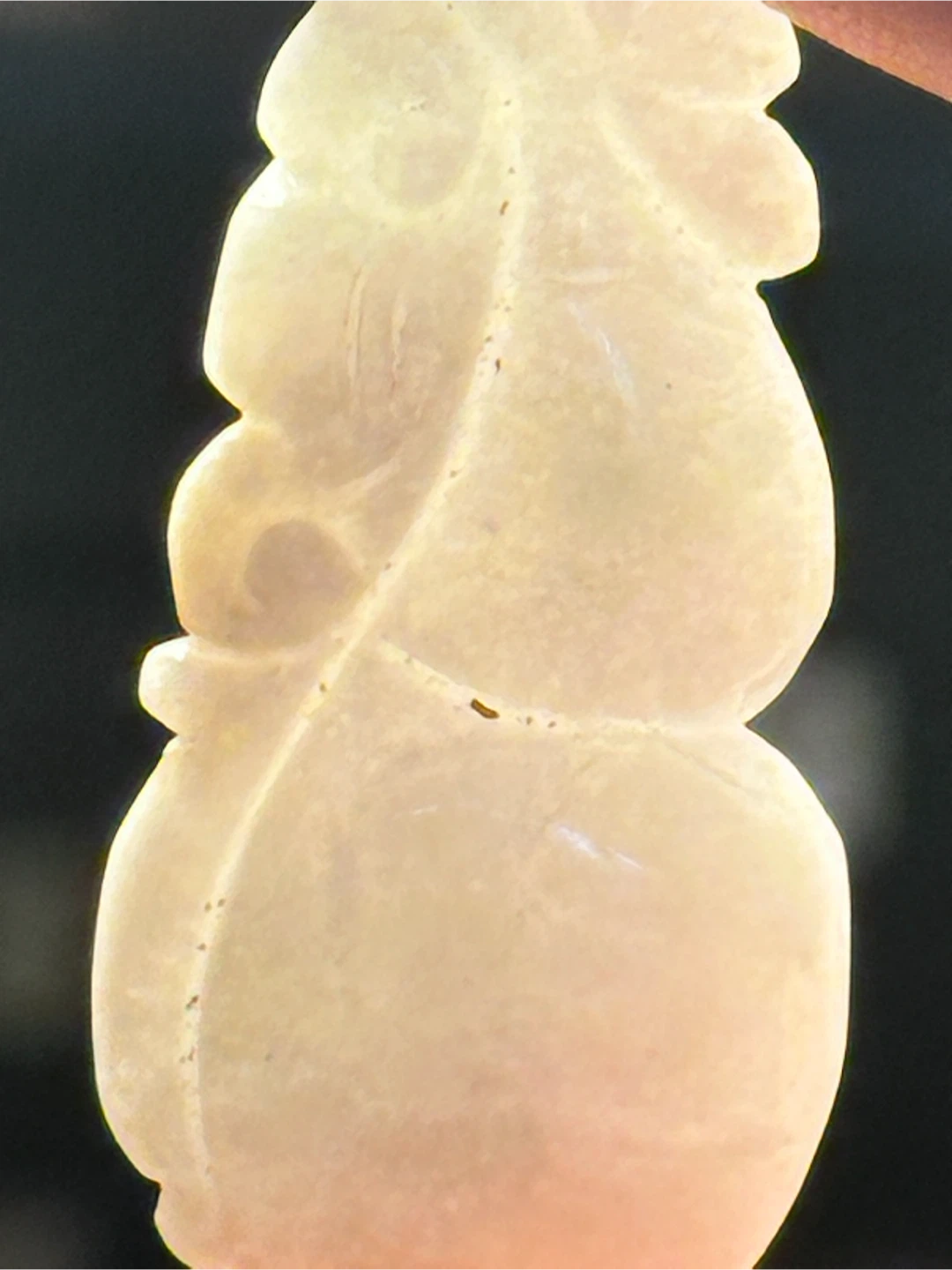 1.75" Natural Type A Icy White Jadeite Gourd Hulu Pendant - photo 4