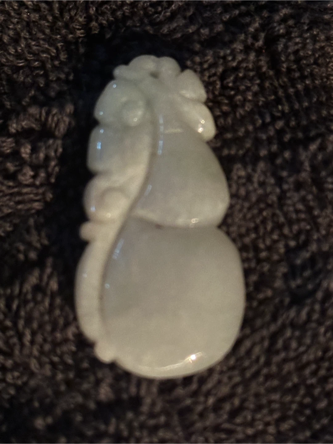 1.75" Natural Type A Icy White Jadeite Gourd Hulu Pendant - photo 5