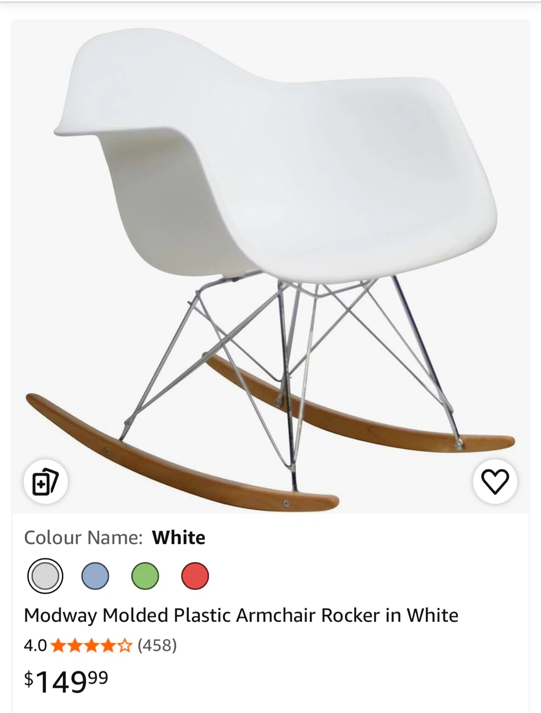 Modway Molded Plastic Armchair Rocker