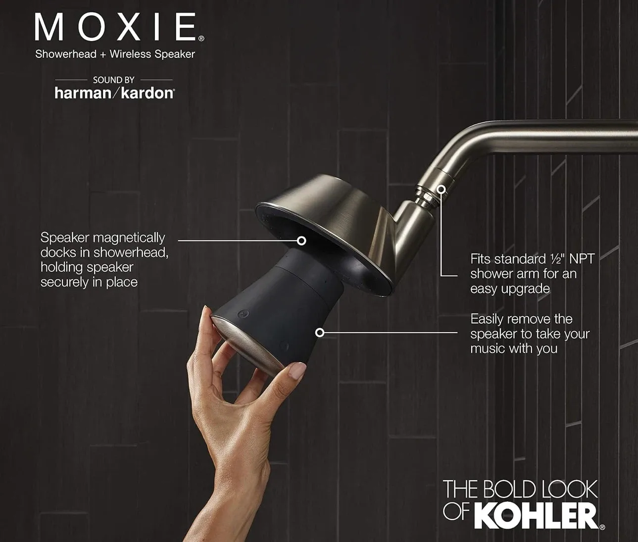 Kohler Moxie Showerhead with Wireless Speaker - photo 4