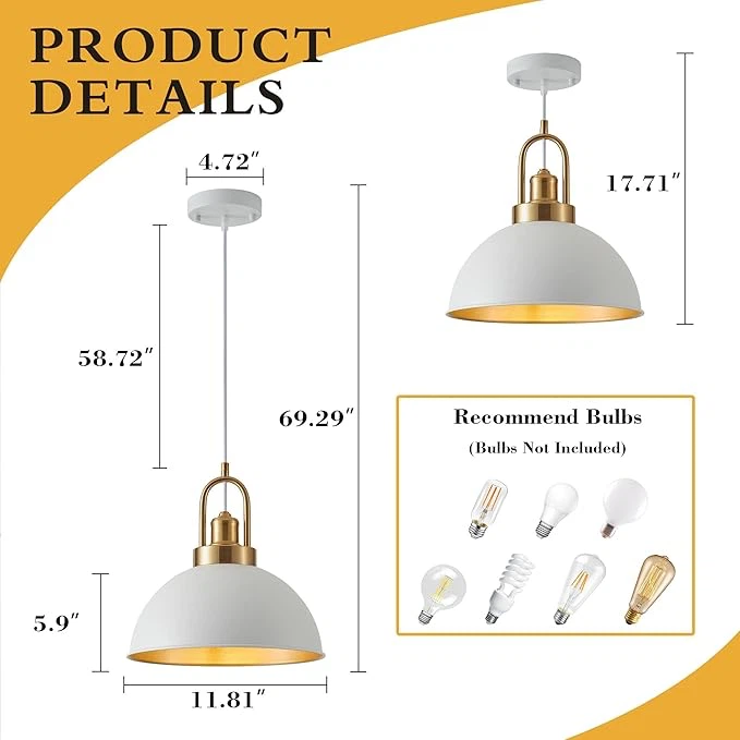 FEBELEVEN White Pendant Lights - Set of 2 - photo 2