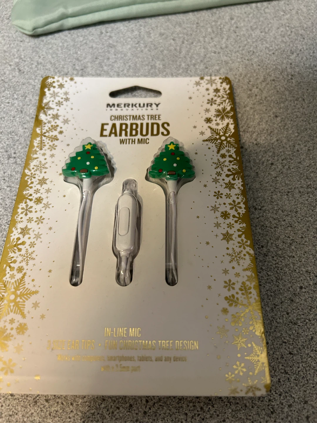 Merkury Innovations Christmas Tree Earbuds with Mic