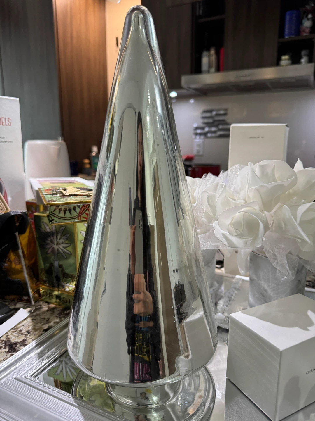 Italian Silver Glass Cone Decorative Ornament - photo 2