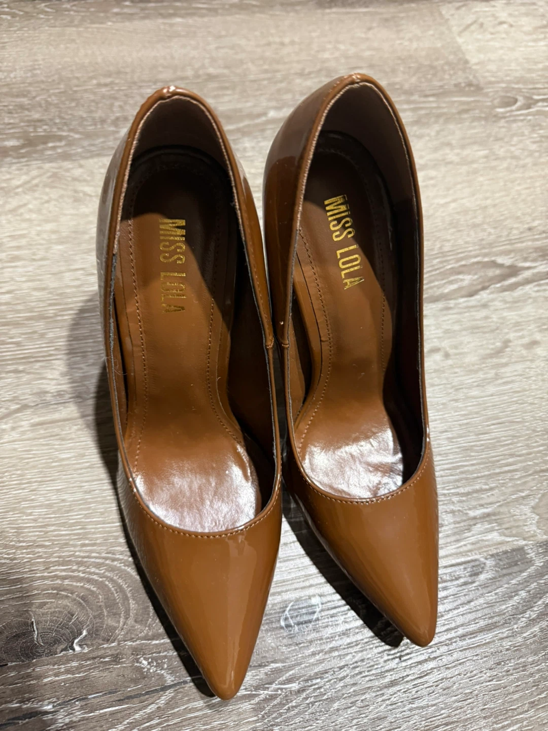 Miss Lola brown patent stiletto pumps - photo 2