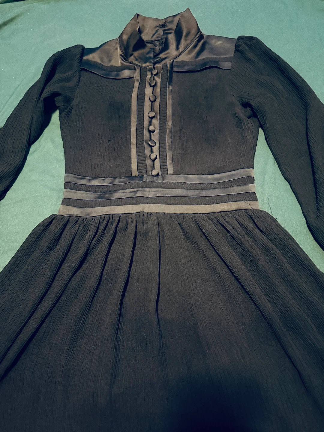 Black Pleated Long Sleeve Dress - photo 2