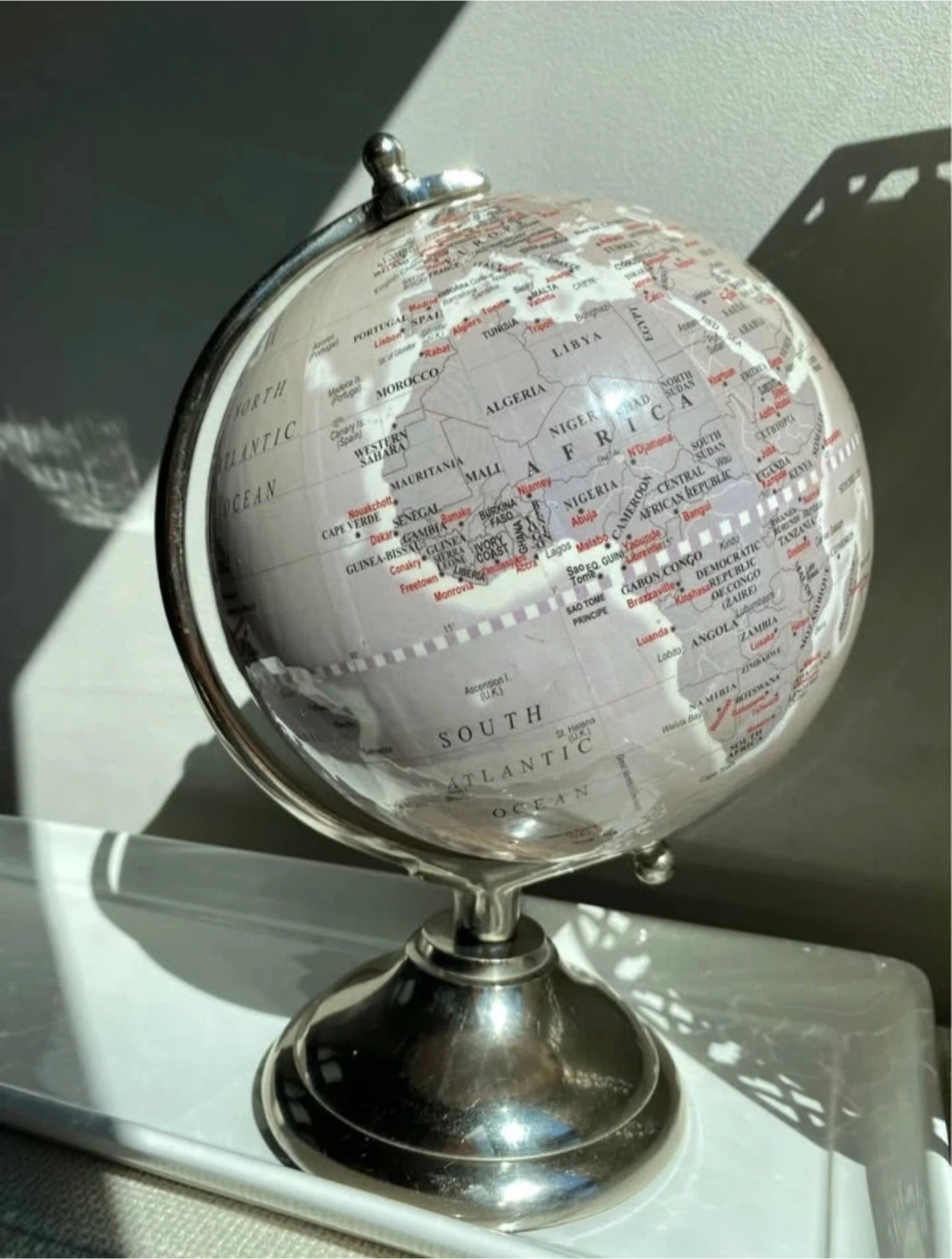 Desktop World Globe with Silver Stand