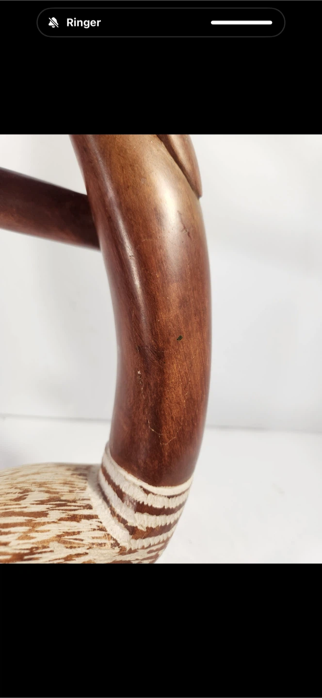 Hand-carved wooden embracing couple sculpture - photo 5