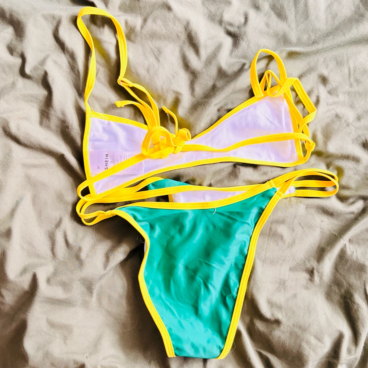 SHEIN Micro Bikini Set - Green Yellow Brazil (NEW) - photo 3