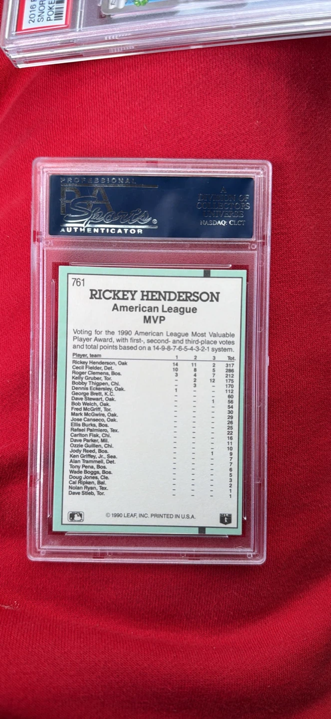 1991 Donruss Rickey Henderson PSA 10 GEM MT - photo 2