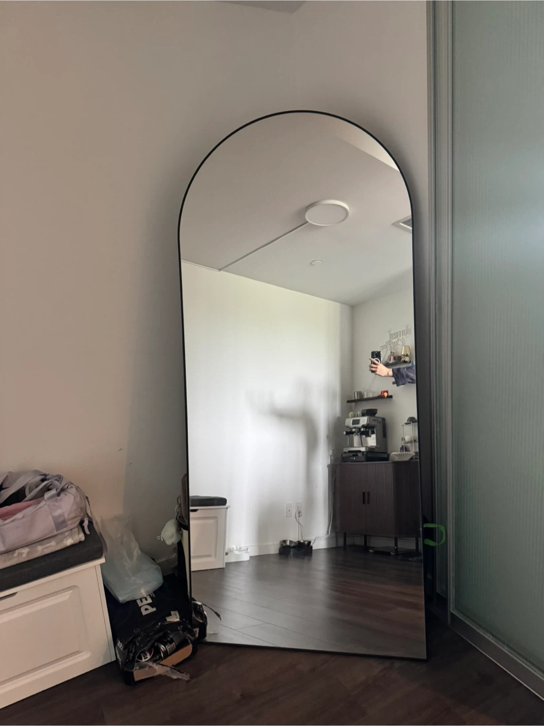 Arched Full Length Floor Mirror Black - photo 2