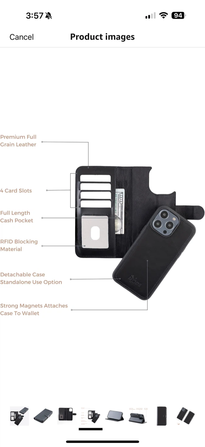 Leather iPhone Wallet Case, iPhone 16 pro max case - photo 2
