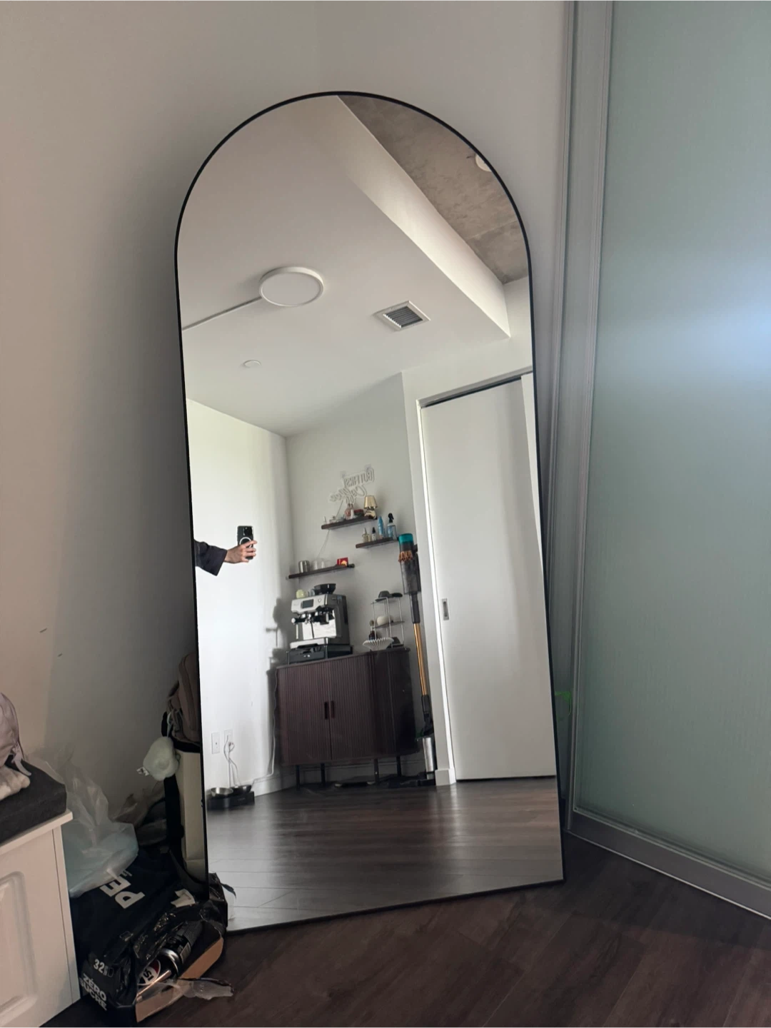 Arched Full Length Floor Mirror Black - photo 3