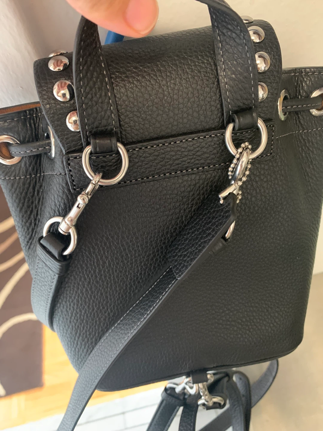 Coach Black Pebble Leather Studded Bucket Bag - photo 4