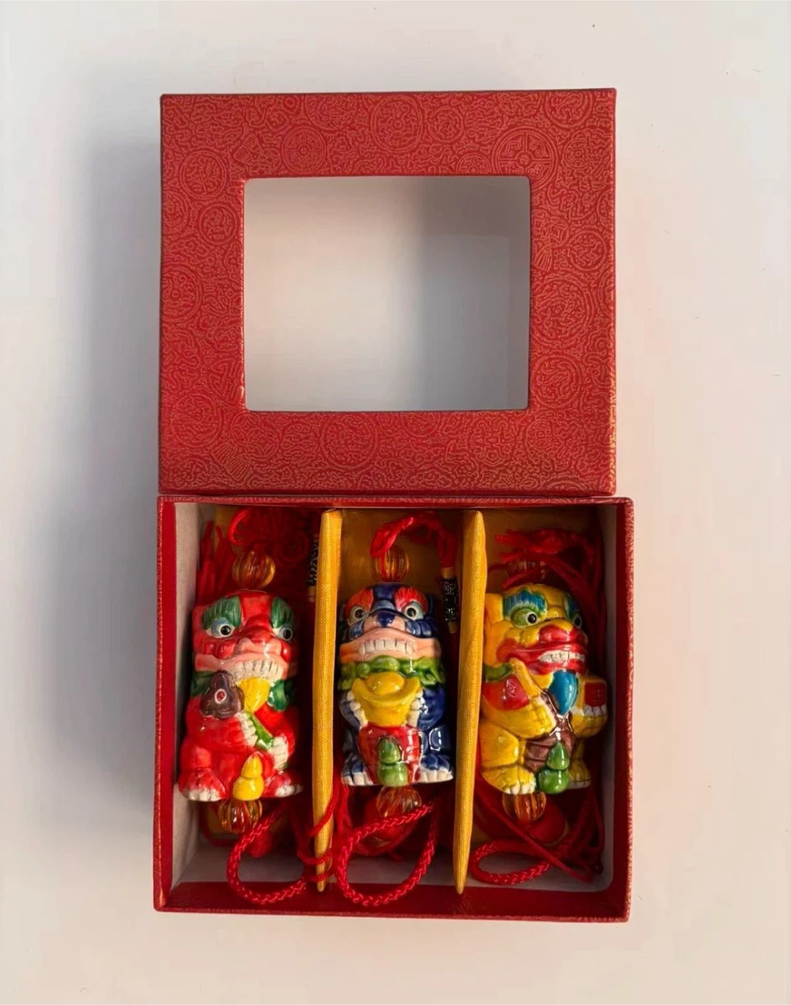 3Pcs Set Ceramic Pixiu Tassel Hanging Ornaments Boxed - photo 2