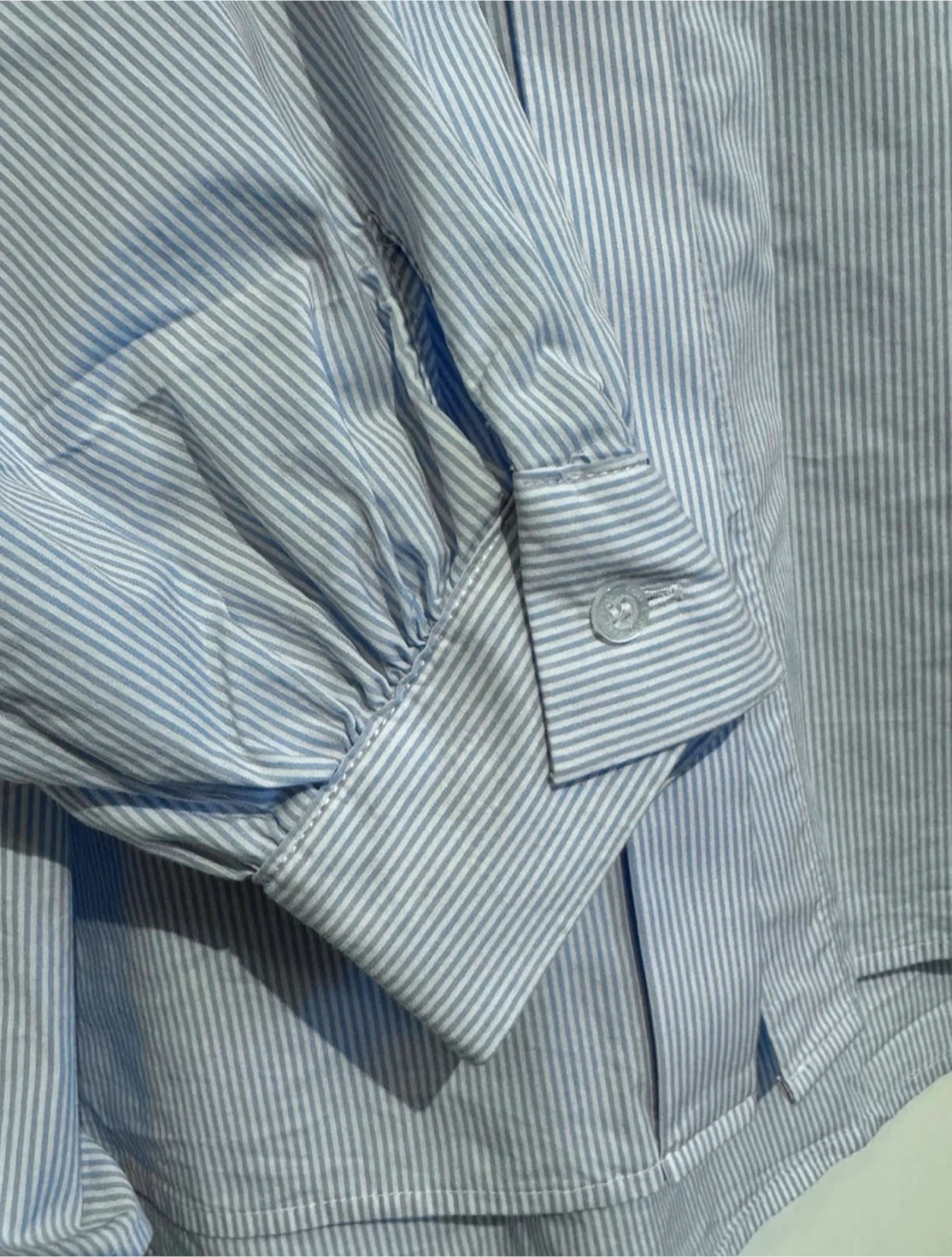 Calvin Klein Women’s Blue Pinstripe Button-Up Long Sleeve Shirt - photo 4