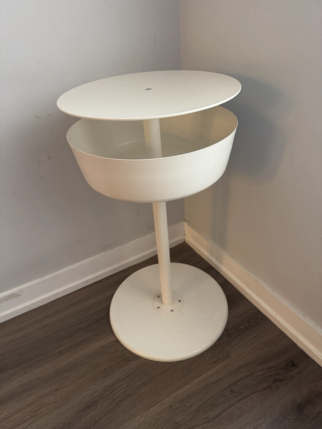 White Metal Pedestal Side Table IKEA