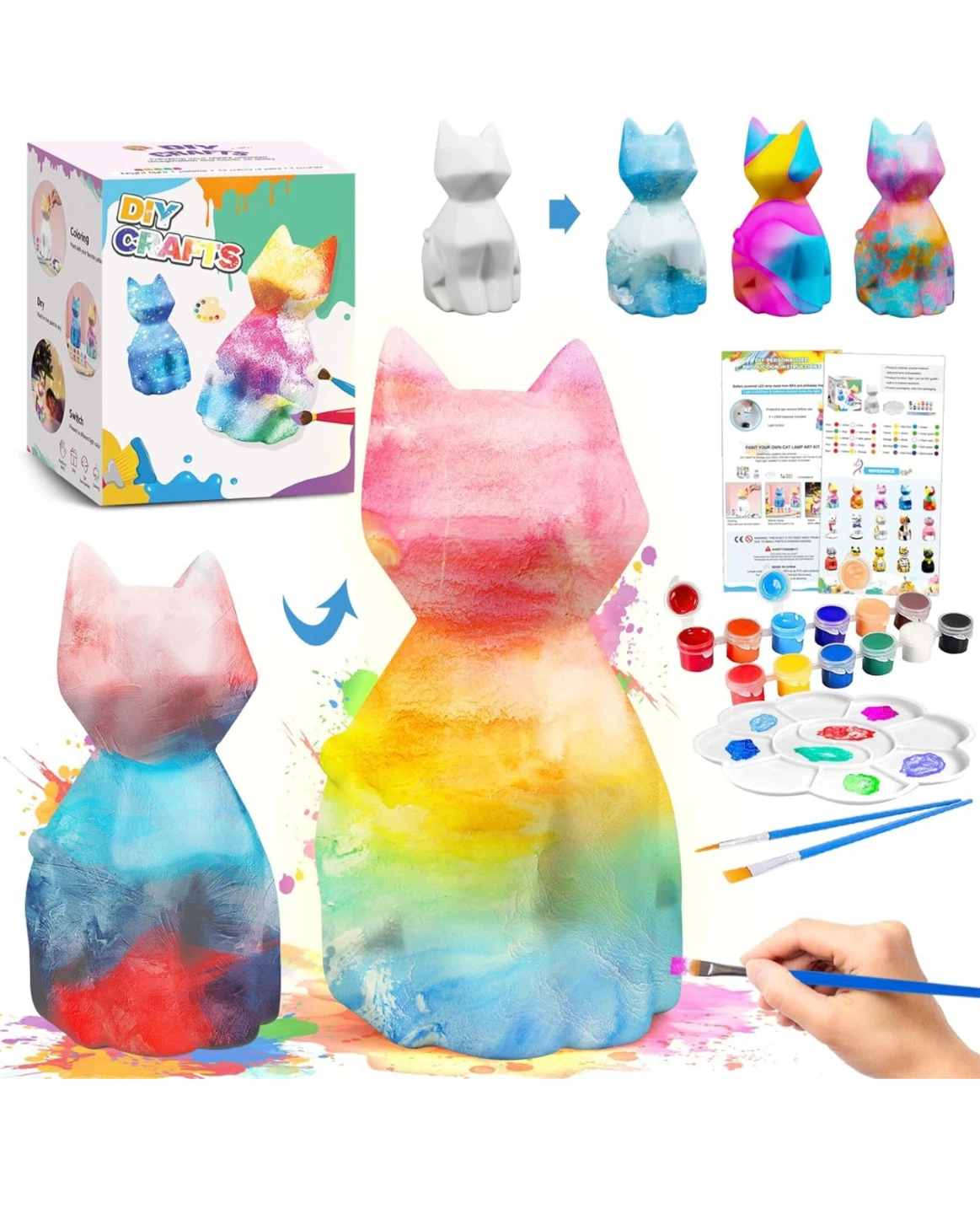 DIY Paint Your Own Cat Lamp Art Kit, brand new