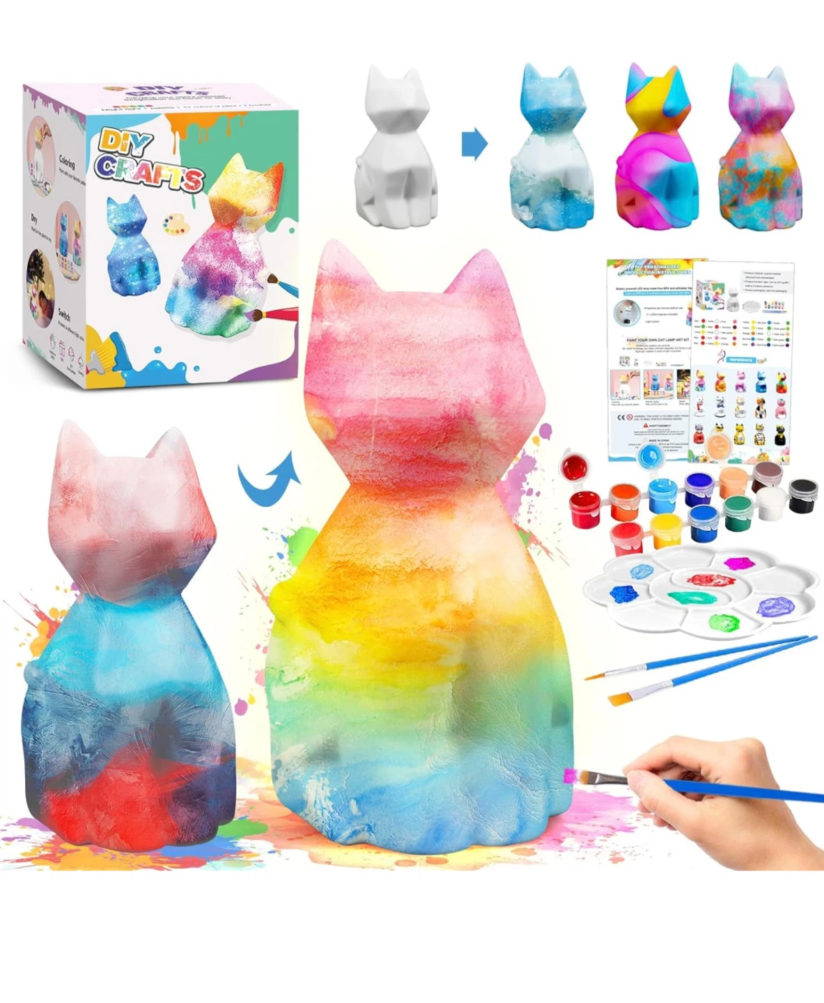 DIY Paint Your Own Cat Lamp Art Kit, brand new - photo 2