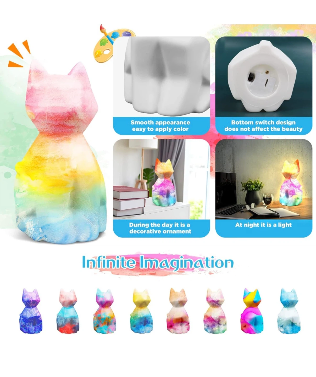 DIY Paint Your Own Cat Lamp Art Kit, brand new - photo 4