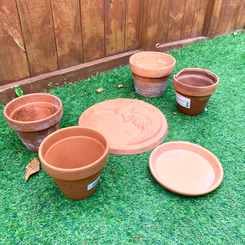 Terracotta Plant Pots Clay Flower Planters 4 Pots Garden Plaque - photo 4