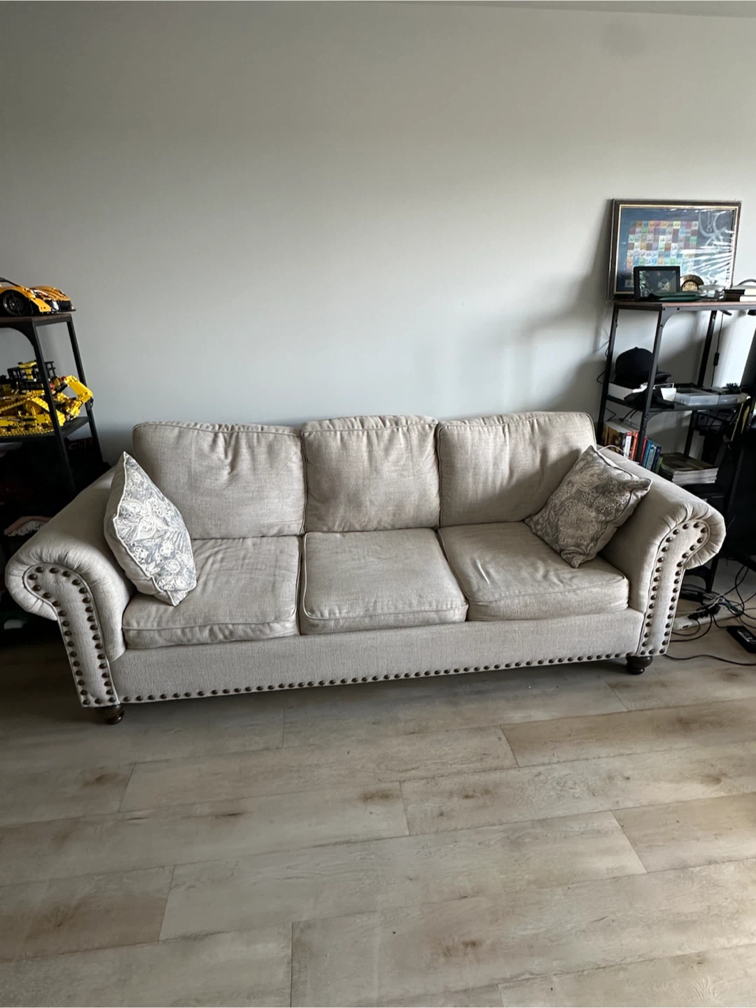 Beige Sleeper Sofa with Pull-Out Bed