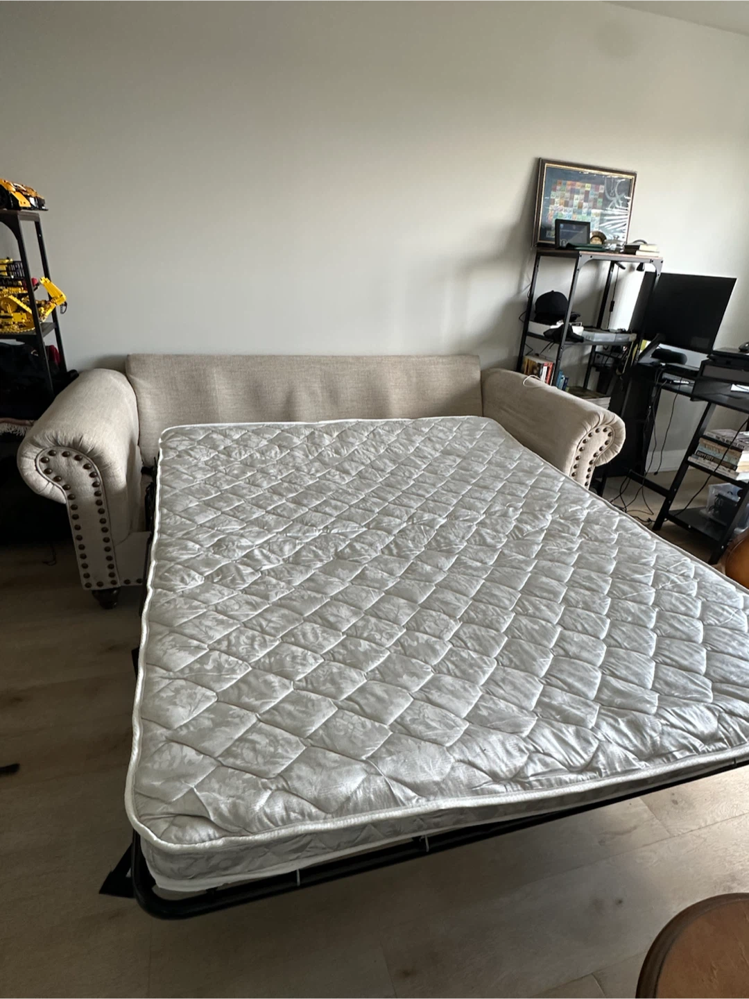 Beige Sleeper Sofa with Pull-Out Bed - photo 2