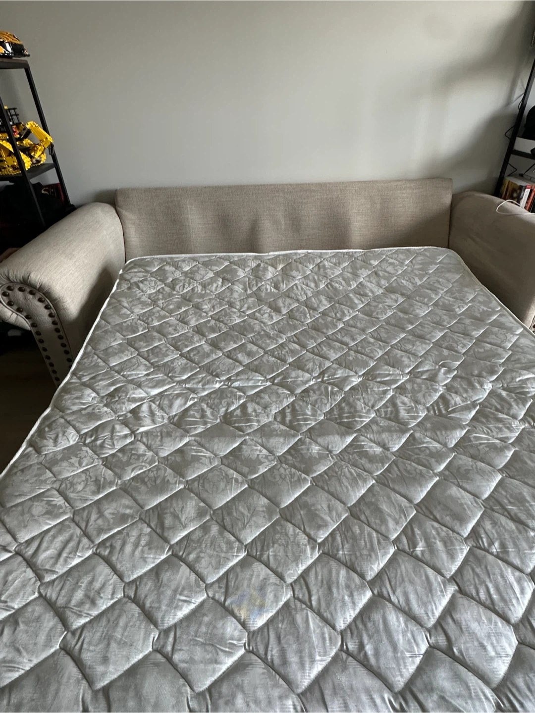 Beige Sleeper Sofa with Pull-Out Bed - photo 3