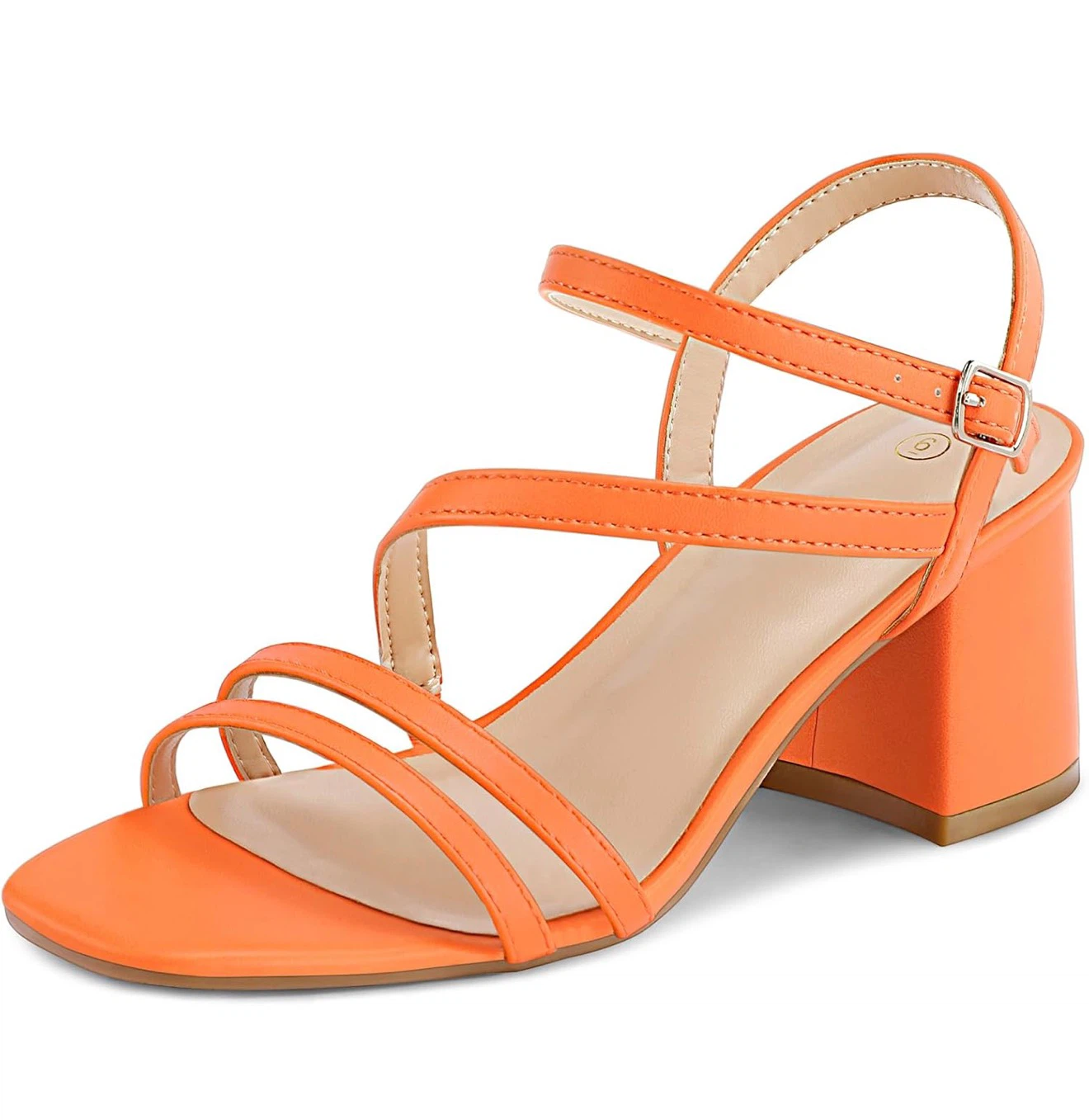 Orange Block Heel Sandals