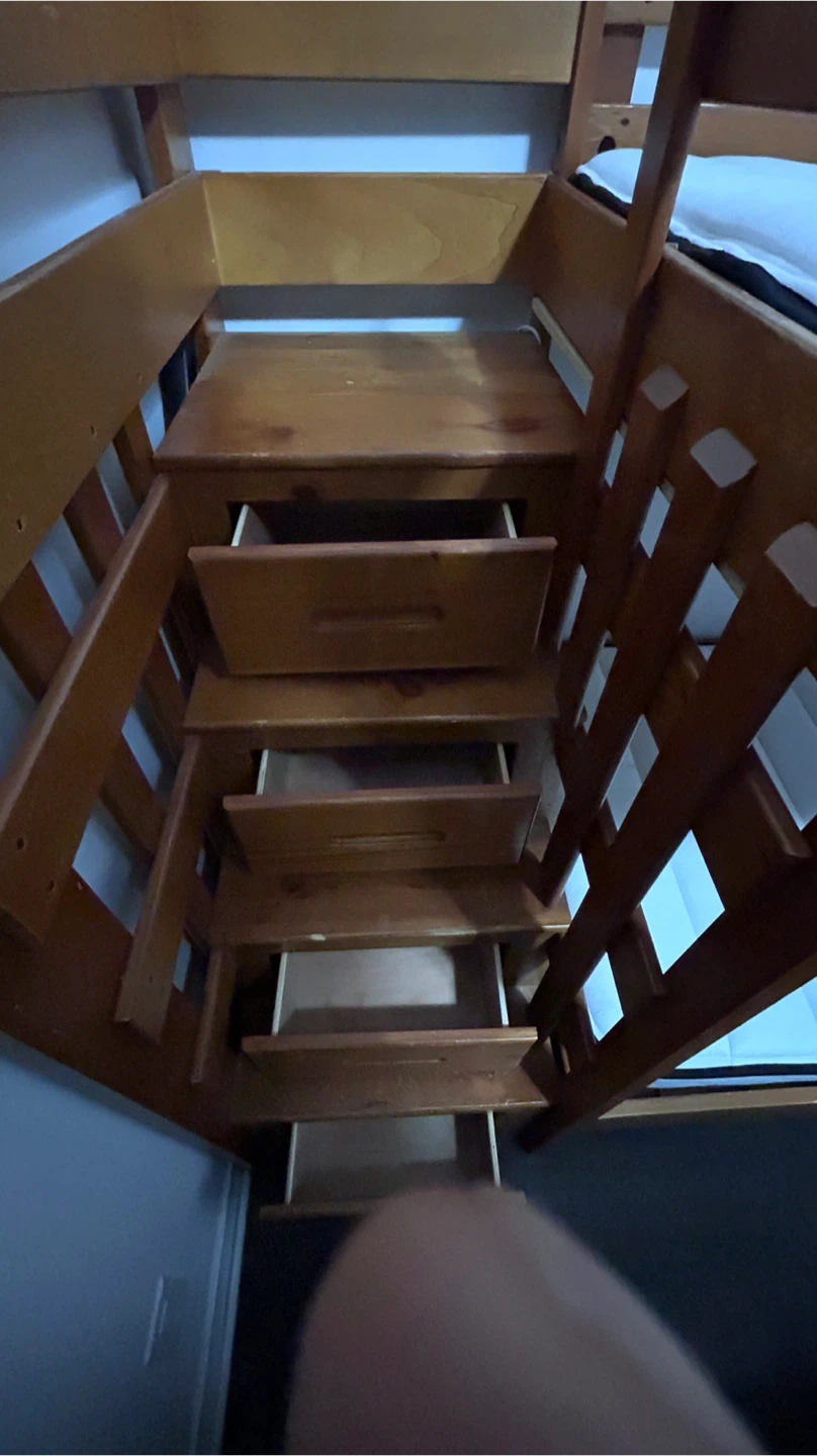 Solid Wood Twin Bunk Bed with Integrated Staircase - photo 3