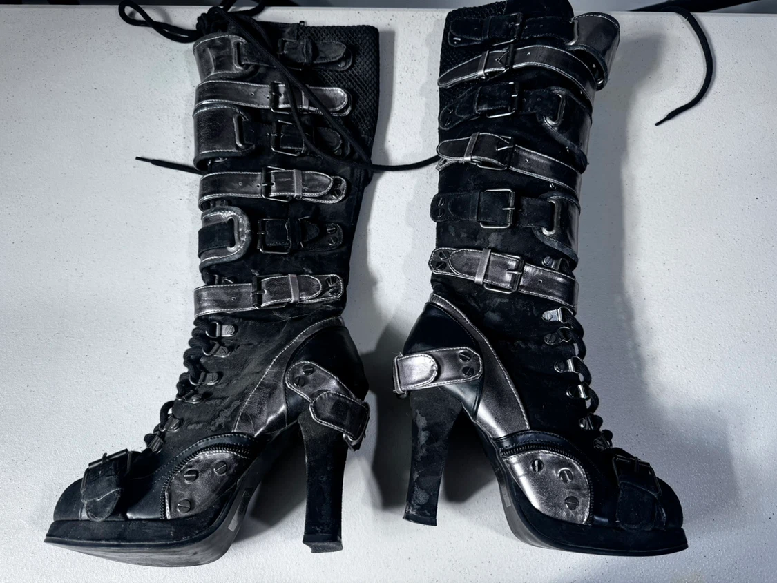 Demonia Black Buckle Boots