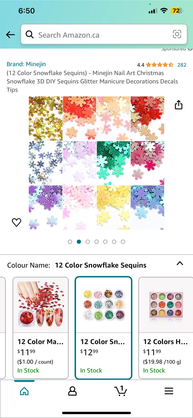 Minejin 12 Color Snowflake Nail Art Sequins - photo 2