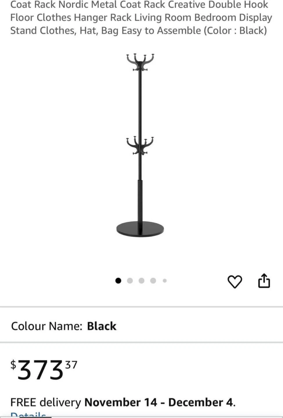 Nordic Metal Coat Rack - Black