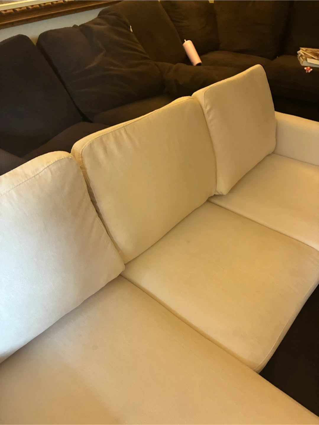 Cream coloured sofa with chaise