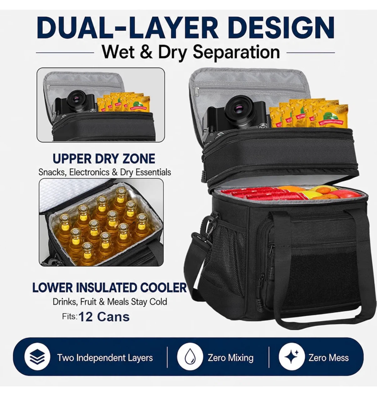 Brand New Expandable Insulated Lunch Bag / Cooler Bag – Black - photo 5