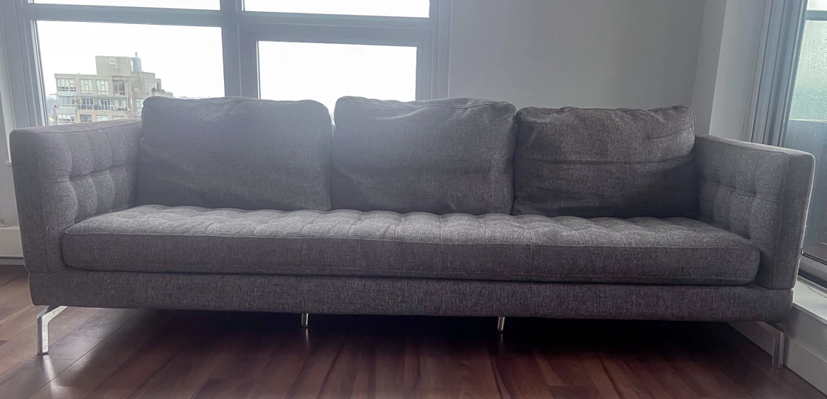 FREE With Pickup: Mid-Century Modern Charcoal Grey Sofa