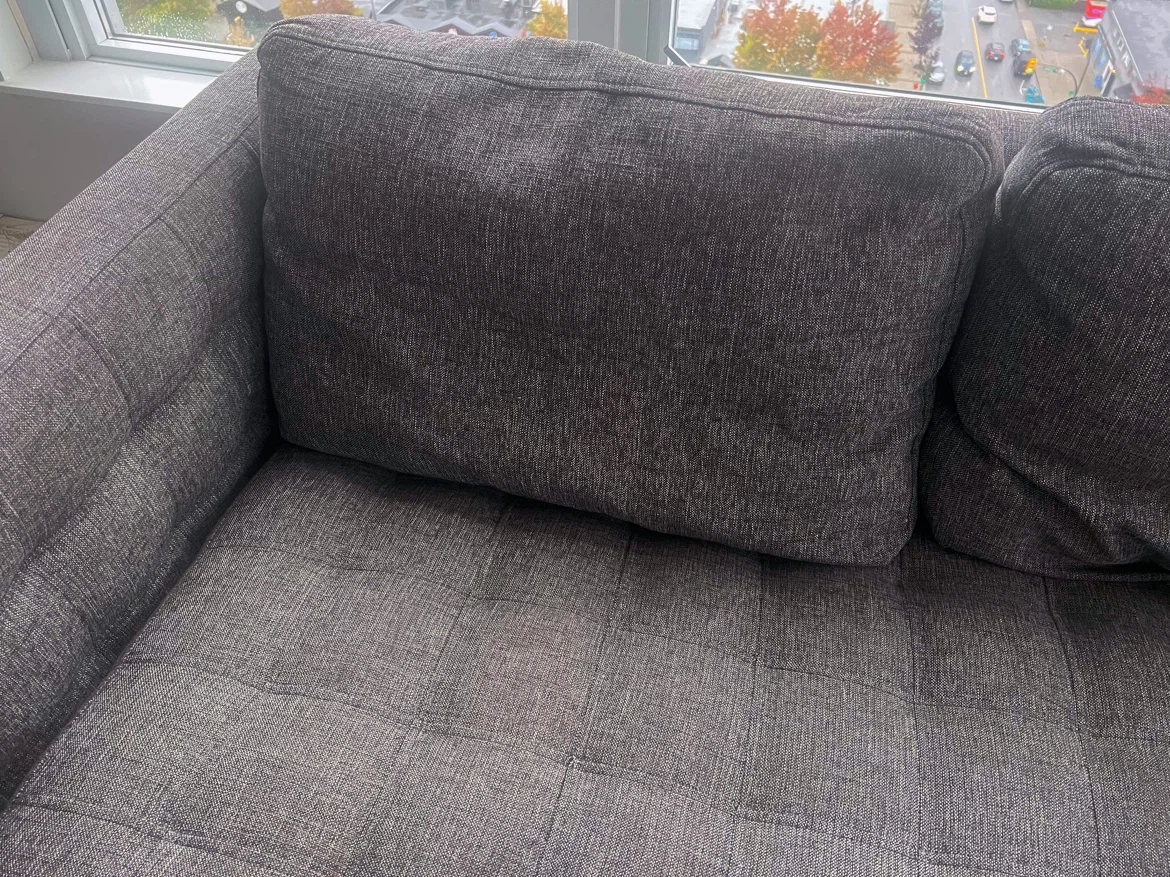 FREE With Pickup: Mid-Century Modern Charcoal Grey Sofa - photo 2