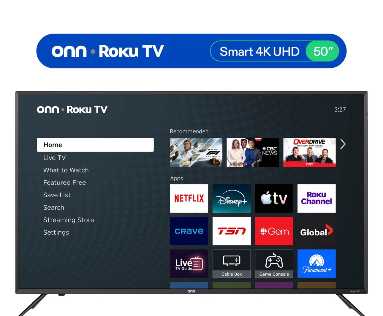 Onn 50-inch 4K UHD Roku TV