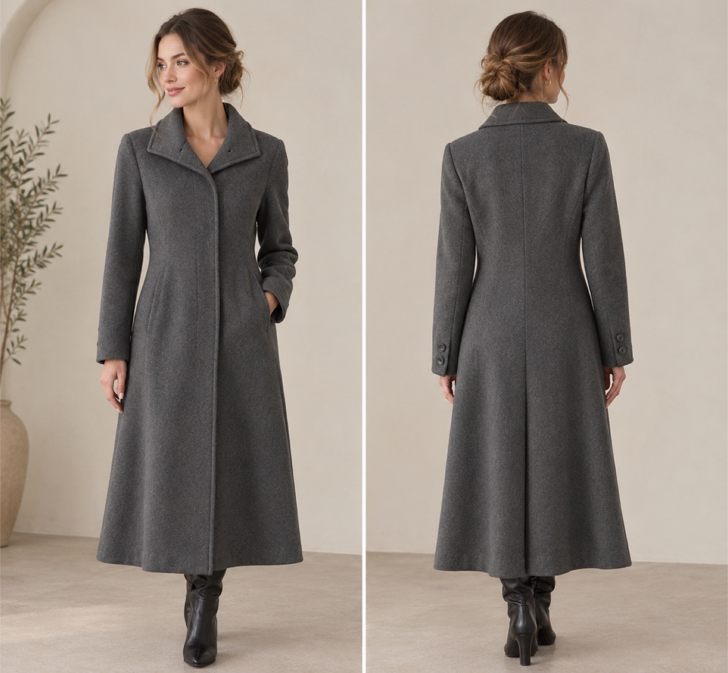 H&O Grey Wool Coat