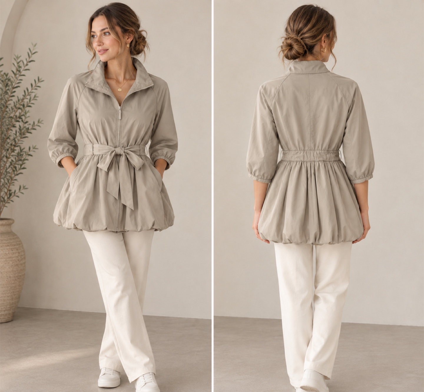 Banana Republic beige zip-up jacket