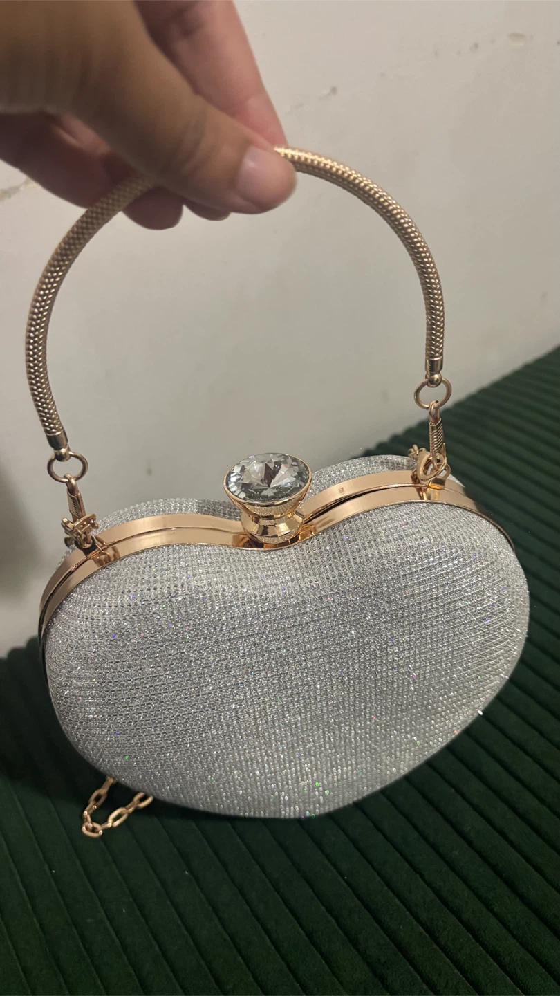 Silver Glitter Heart Clutch Bag - photo 4